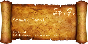 Szamek Fanni névjegykártya